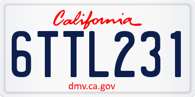 CA license plate 6TTL231