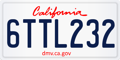 CA license plate 6TTL232