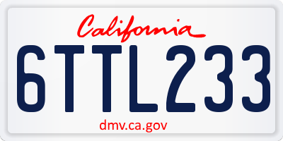 CA license plate 6TTL233