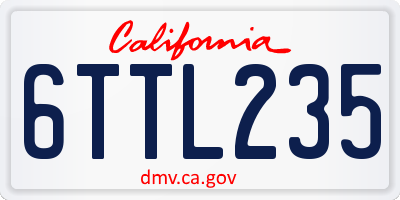 CA license plate 6TTL235