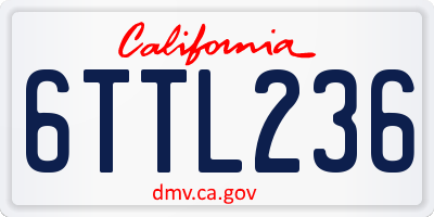 CA license plate 6TTL236