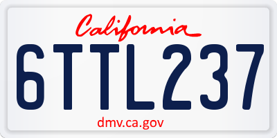 CA license plate 6TTL237