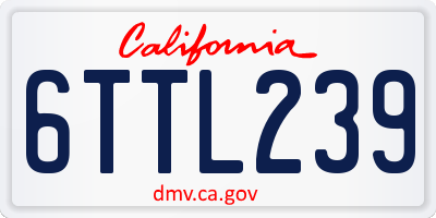 CA license plate 6TTL239