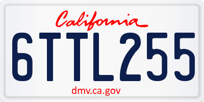CA license plate 6TTL255