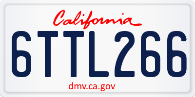 CA license plate 6TTL266