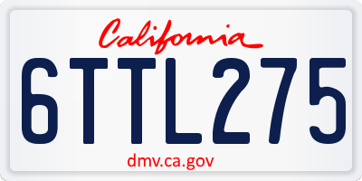 CA license plate 6TTL275