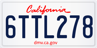CA license plate 6TTL278
