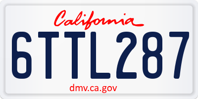 CA license plate 6TTL287