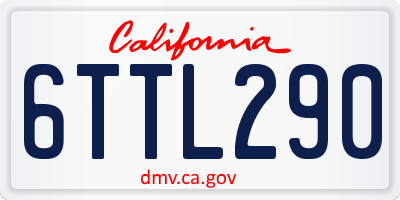 CA license plate 6TTL290
