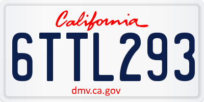 CA license plate 6TTL293