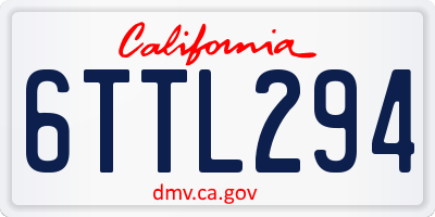 CA license plate 6TTL294