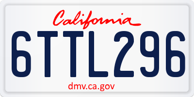 CA license plate 6TTL296