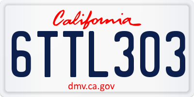 CA license plate 6TTL303