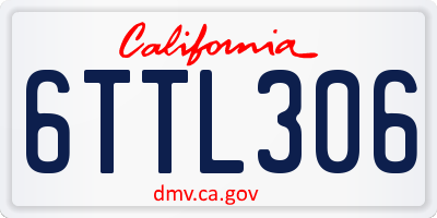 CA license plate 6TTL306