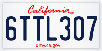 CA license plate 6TTL307