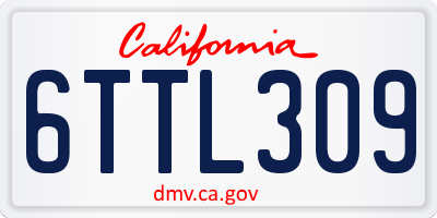 CA license plate 6TTL309