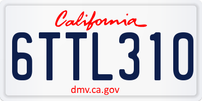 CA license plate 6TTL310