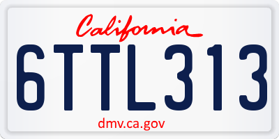 CA license plate 6TTL313