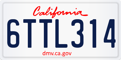 CA license plate 6TTL314