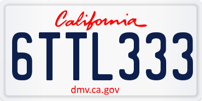 CA license plate 6TTL333
