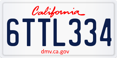 CA license plate 6TTL334