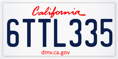 CA license plate 6TTL335