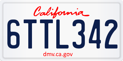 CA license plate 6TTL342