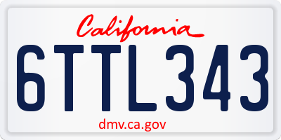 CA license plate 6TTL343