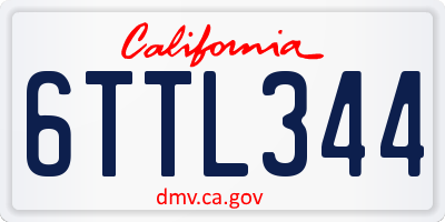 CA license plate 6TTL344