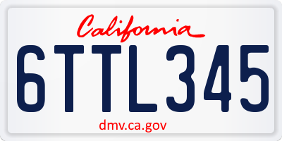 CA license plate 6TTL345