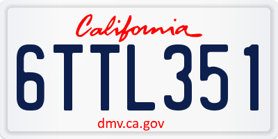 CA license plate 6TTL351