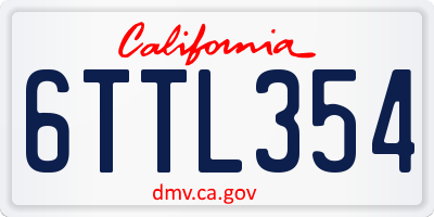 CA license plate 6TTL354