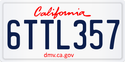 CA license plate 6TTL357