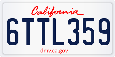 CA license plate 6TTL359