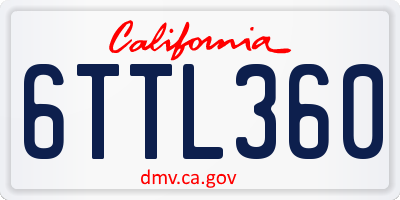 CA license plate 6TTL360