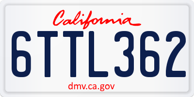 CA license plate 6TTL362