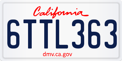 CA license plate 6TTL363