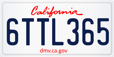 CA license plate 6TTL365