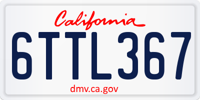 CA license plate 6TTL367