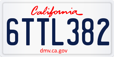 CA license plate 6TTL382