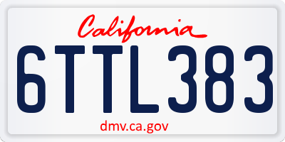 CA license plate 6TTL383