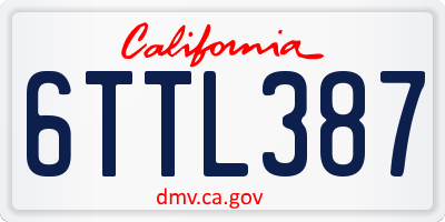 CA license plate 6TTL387