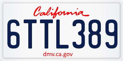 CA license plate 6TTL389