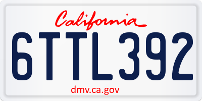 CA license plate 6TTL392