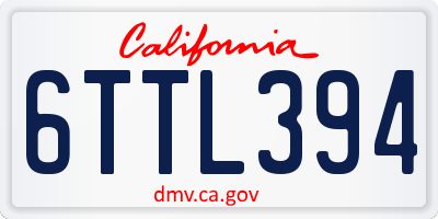 CA license plate 6TTL394