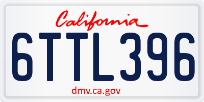 CA license plate 6TTL396