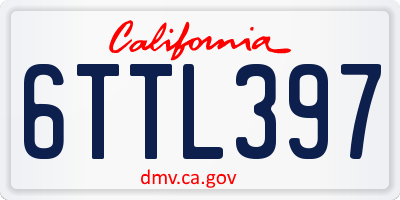 CA license plate 6TTL397