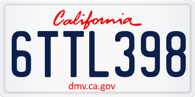 CA license plate 6TTL398