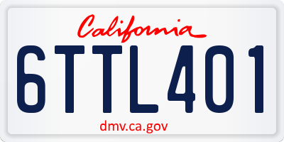 CA license plate 6TTL401