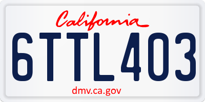 CA license plate 6TTL403